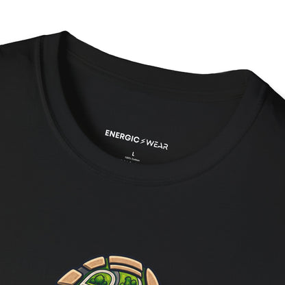 Graphic fitness T-shirt featuring the "My Walking Shoes Know the Neighborhood" design.