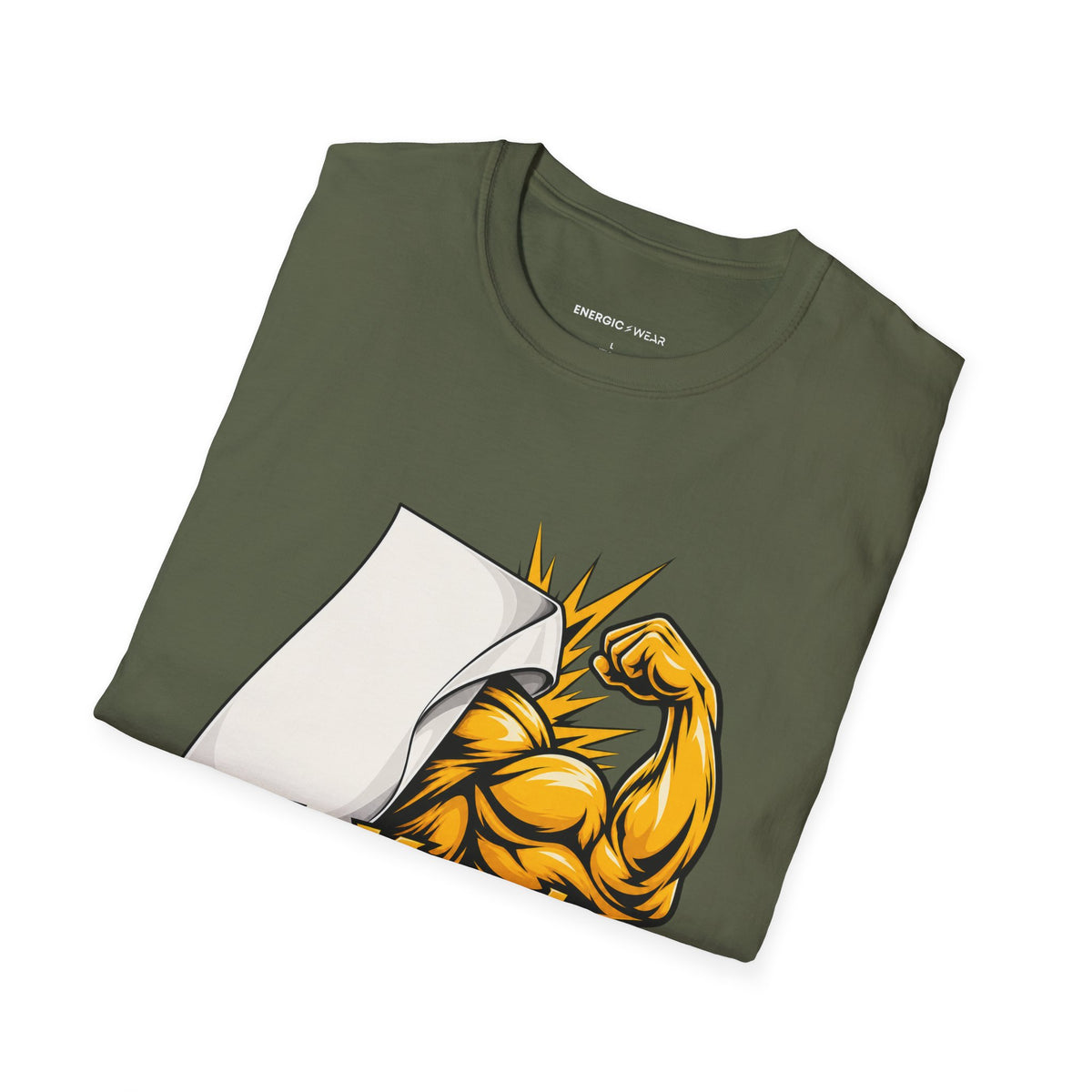 Graphic fitness T-shirt featuring the "My Muscles Don't Need a Beauty Brief" design.