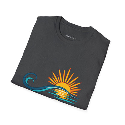 Graphic fitness T-shirt featuring the "A Longer Exhale a Wider Horizon" design.