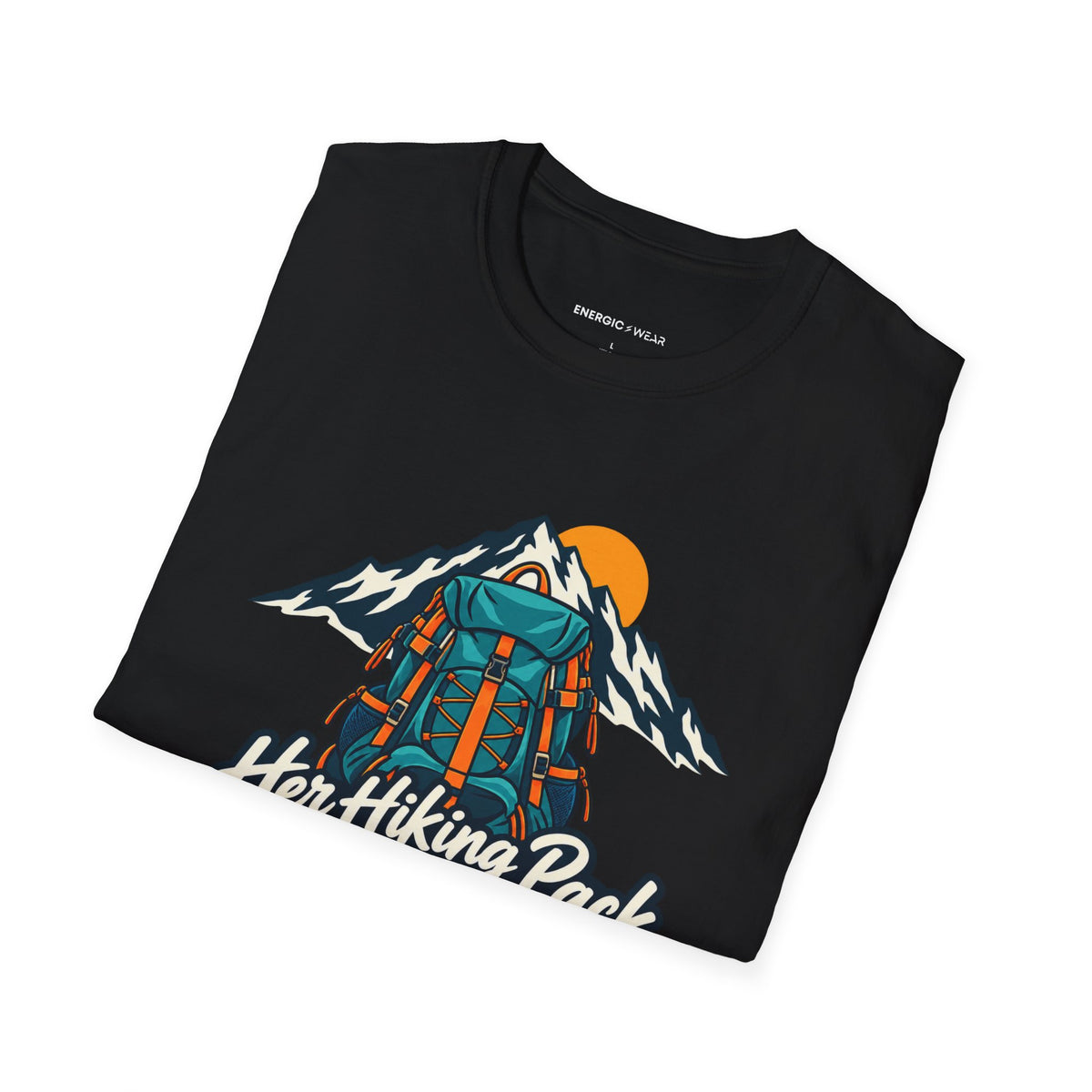 Graphic fitness T-shirt featuring the "Her Hiking Pack Has a Strong Foundation" design.