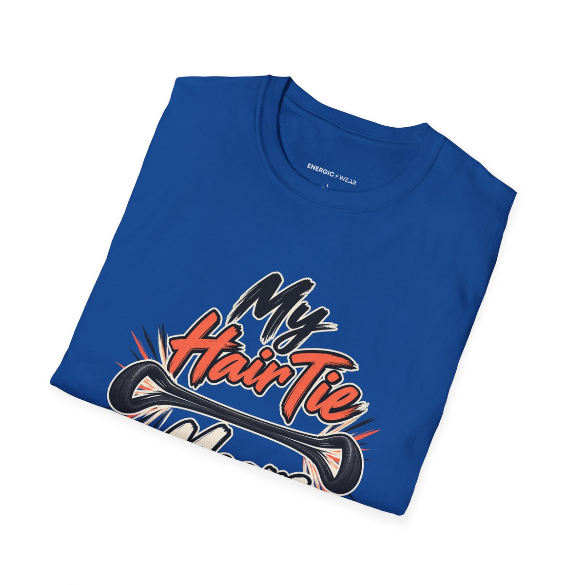 Graphic fitness T-shirt featuring the "My Hair Tie Means Business" design.
