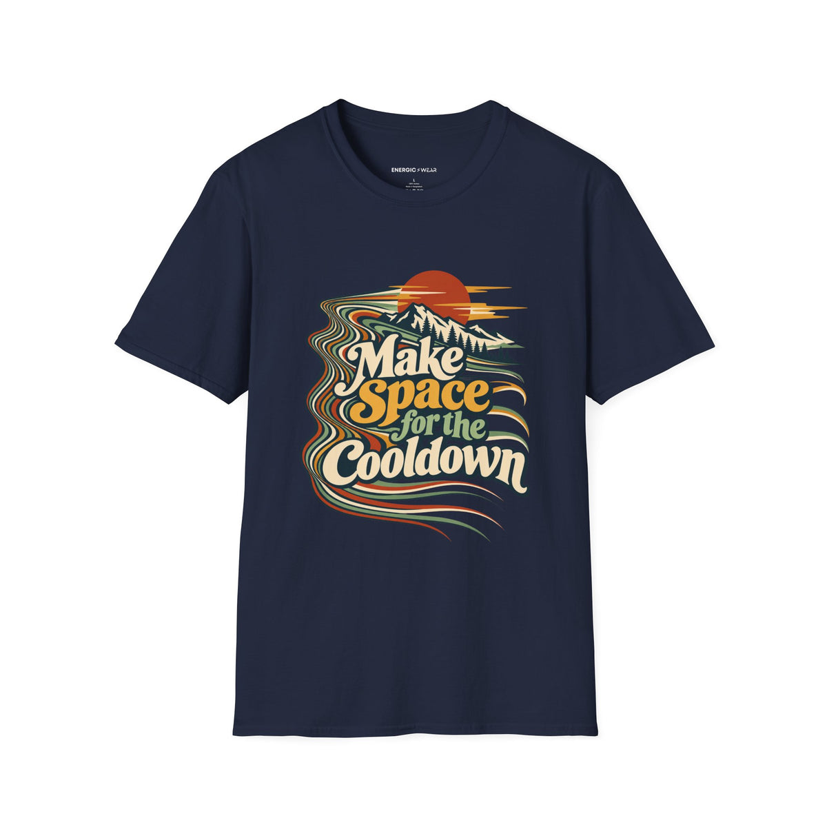 Graphic fitness T-shirt featuring the "Make Space for the Cooldown" design.