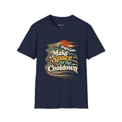 Graphic fitness T-shirt featuring the "Make Space for the Cooldown" design.