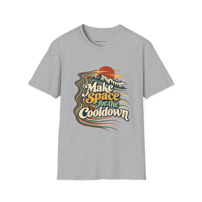 Graphic fitness T-shirt featuring the "Make Space for the Cooldown" design.