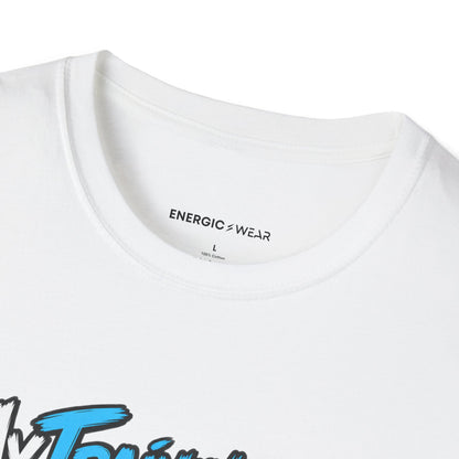 Graphic fitness T-shirt featuring the "My Training App Has Never Met My Laundry" design.