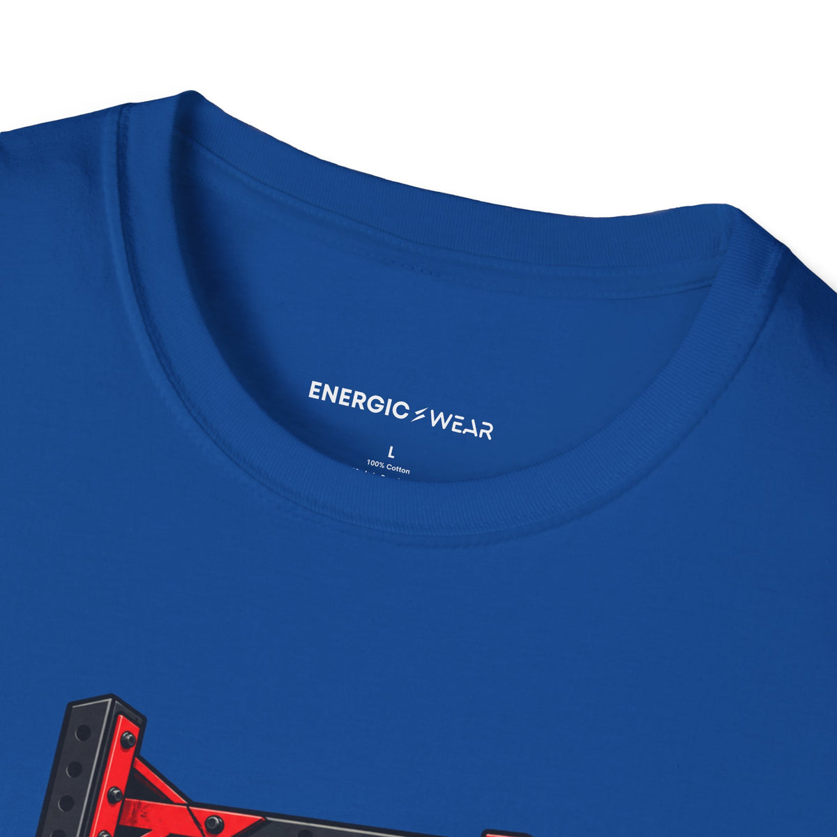 Graphic fitness T-shirt featuring the "Power Can Be Built One Side at a Time" design.