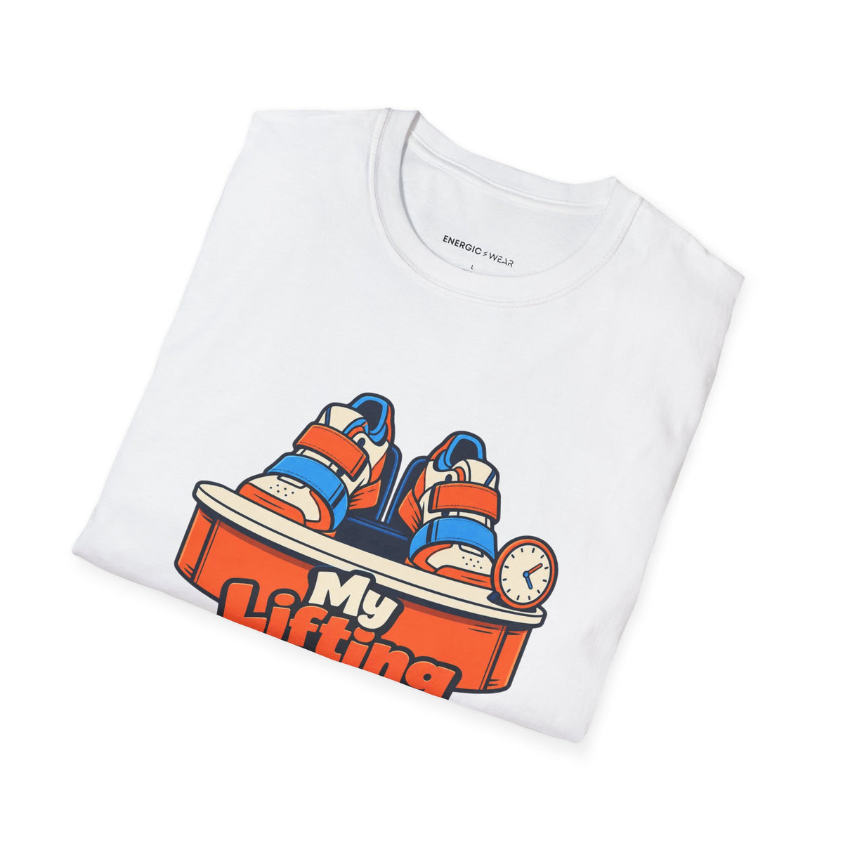 Graphic fitness T-shirt featuring the "My Lifting Shoes Have Office Hours" design.