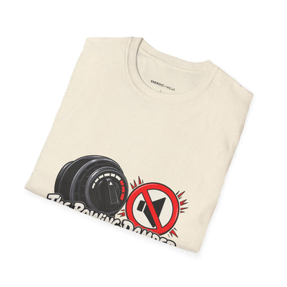 Graphic fitness T-shirt featuring the "The Rowing Damper Was Not a Volume Knob" design.