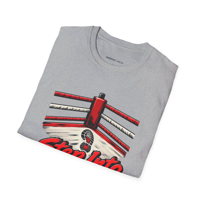 Graphic fitness T-shirt featuring the "Step Into the Ring You Prepared For" design.