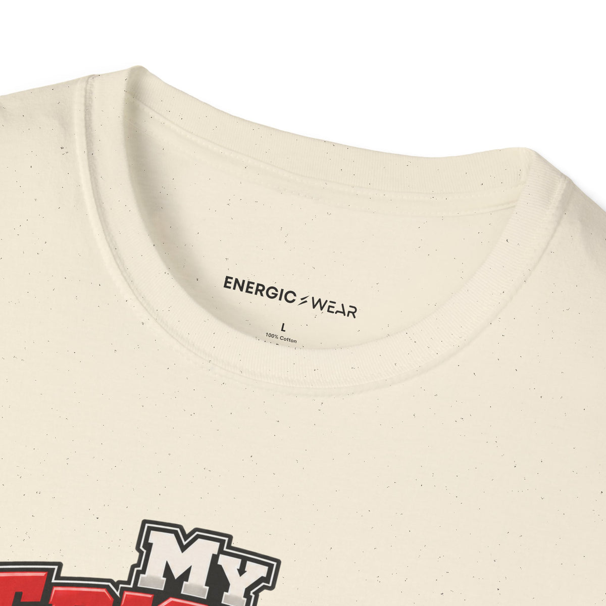Graphic fitness T-shirt featuring the "My Triceps Finish What My Chest Starts" design.
