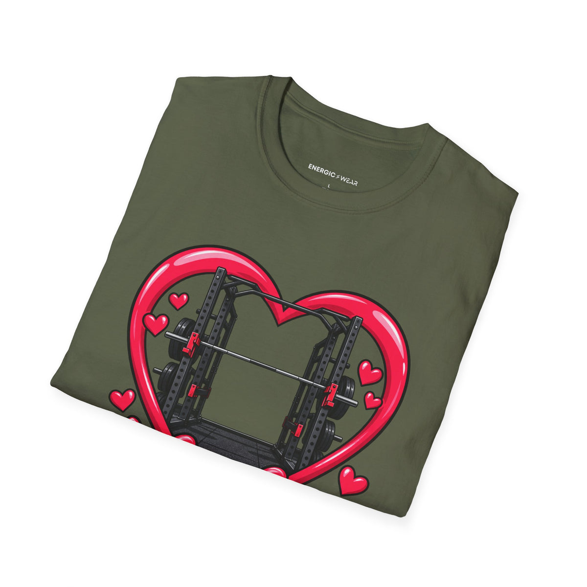 Graphic fitness T-shirt featuring the "My Gym Crush Is the Empty Squat Rack" design.