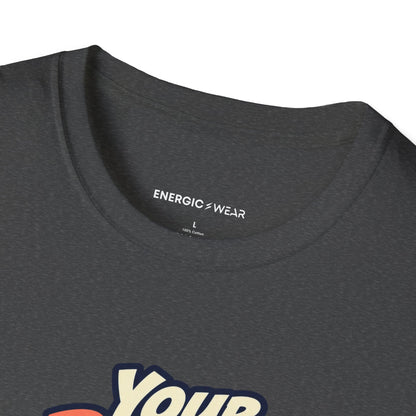 Graphic fitness T-shirt featuring the "Your Rhythm Can Start With One Step" design.