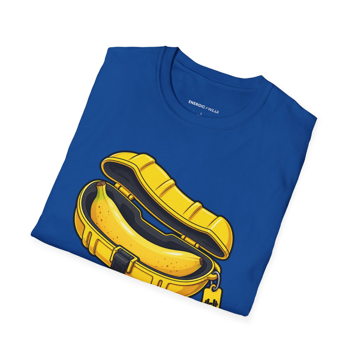 Graphic fitness T-shirt featuring the "My Pre-Workout Banana Has a Travel Case" design.