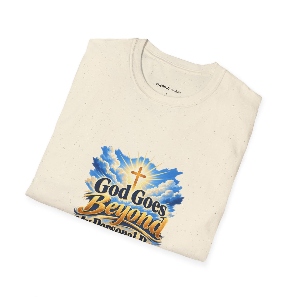 Graphic fitness T-shirt featuring the "God Goes Beyond My Personal Best" design.