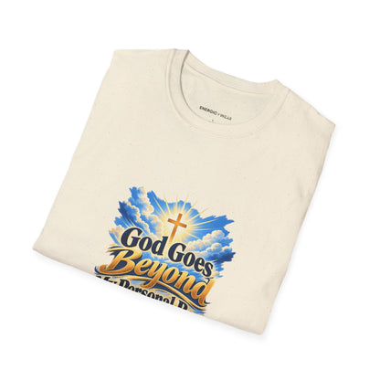 Graphic fitness T-shirt featuring the "God Goes Beyond My Personal Best" design.