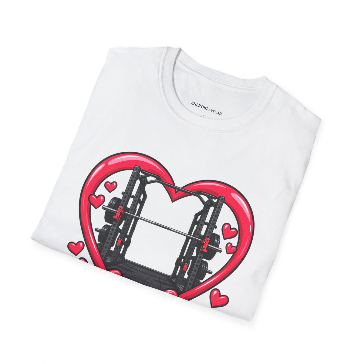 Graphic fitness T-shirt featuring the "My Gym Crush Is the Empty Squat Rack" design.