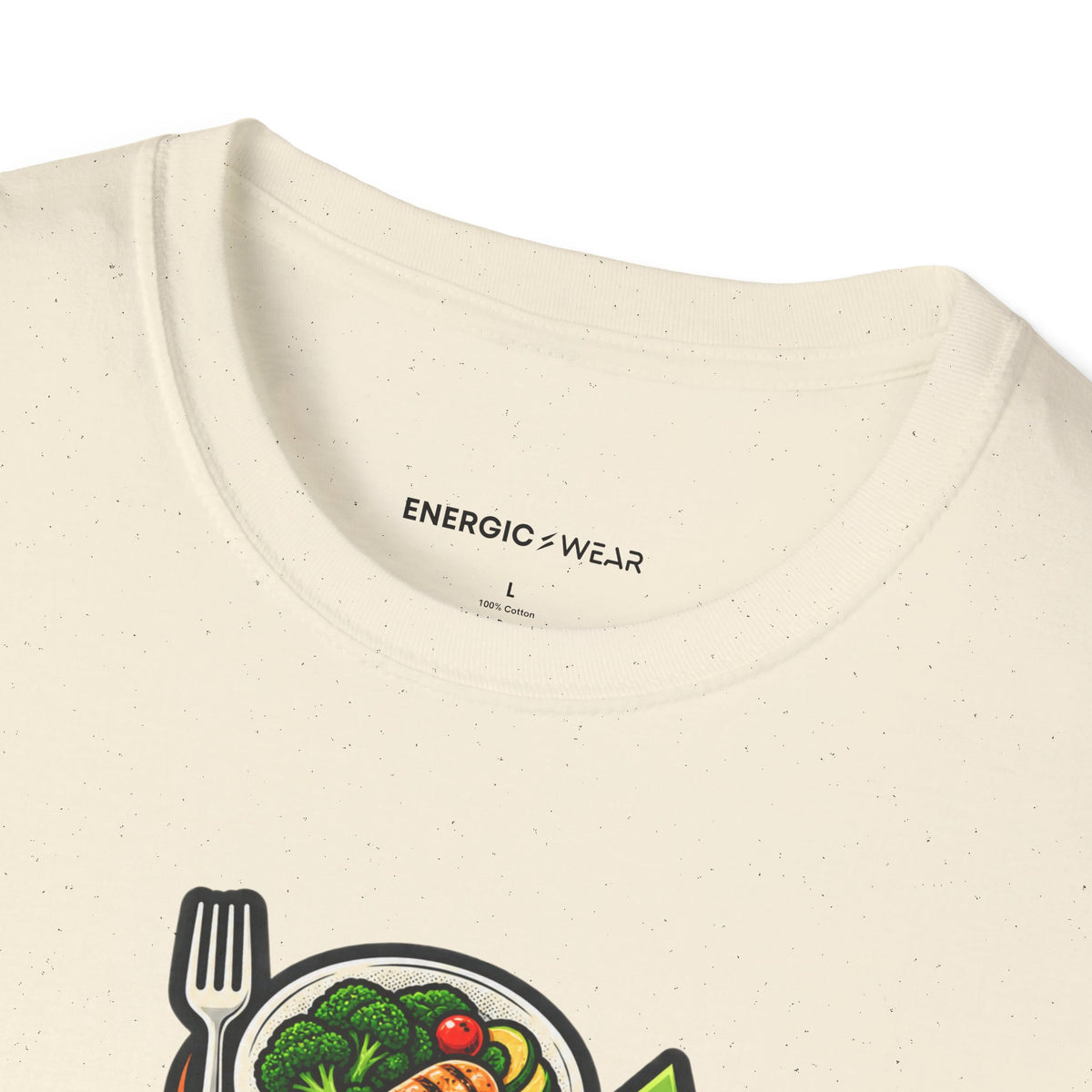 Graphic fitness T-shirt featuring the "Built Between Meals" design.
