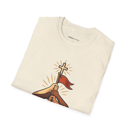 Graphic fitness T-shirt featuring the "Faith Makes Room for My Teammate S Victory" design.