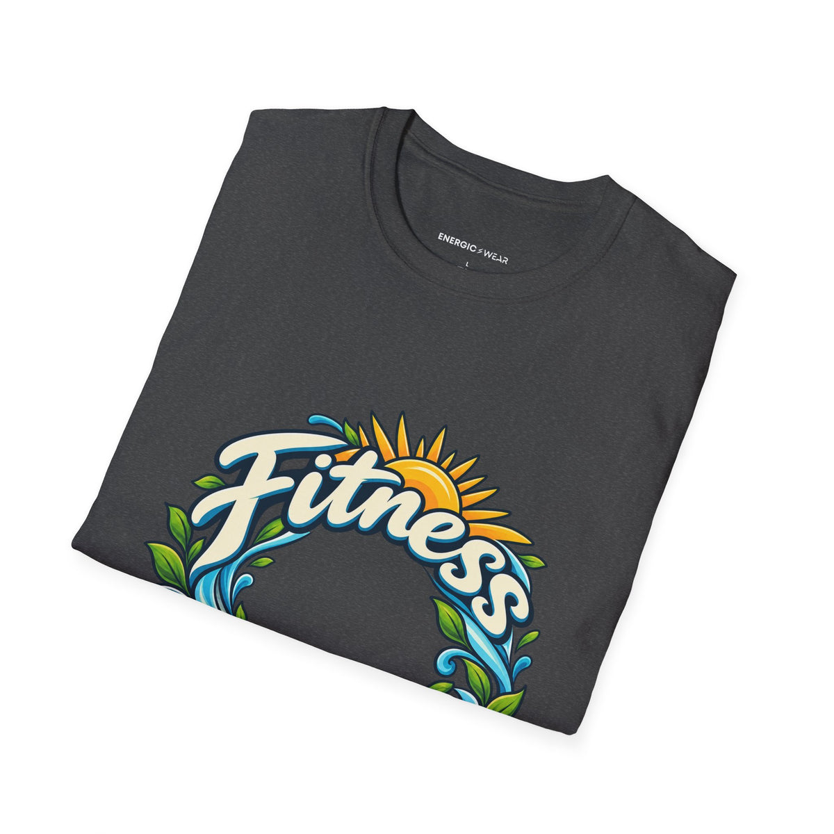 Graphic fitness T-shirt featuring the "Fitness Can Leave You Room to Breathe" design.