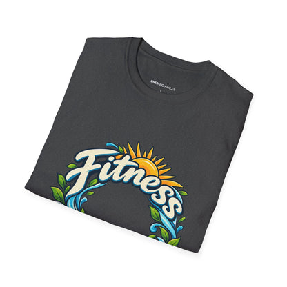 Graphic fitness T-shirt featuring the "Fitness Can Leave You Room to Breathe" design.