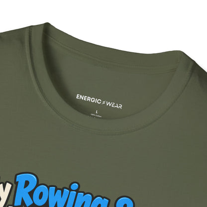 Graphic fitness T-shirt featuring the "My Rowing Split Is None of My Watch S Business" design.