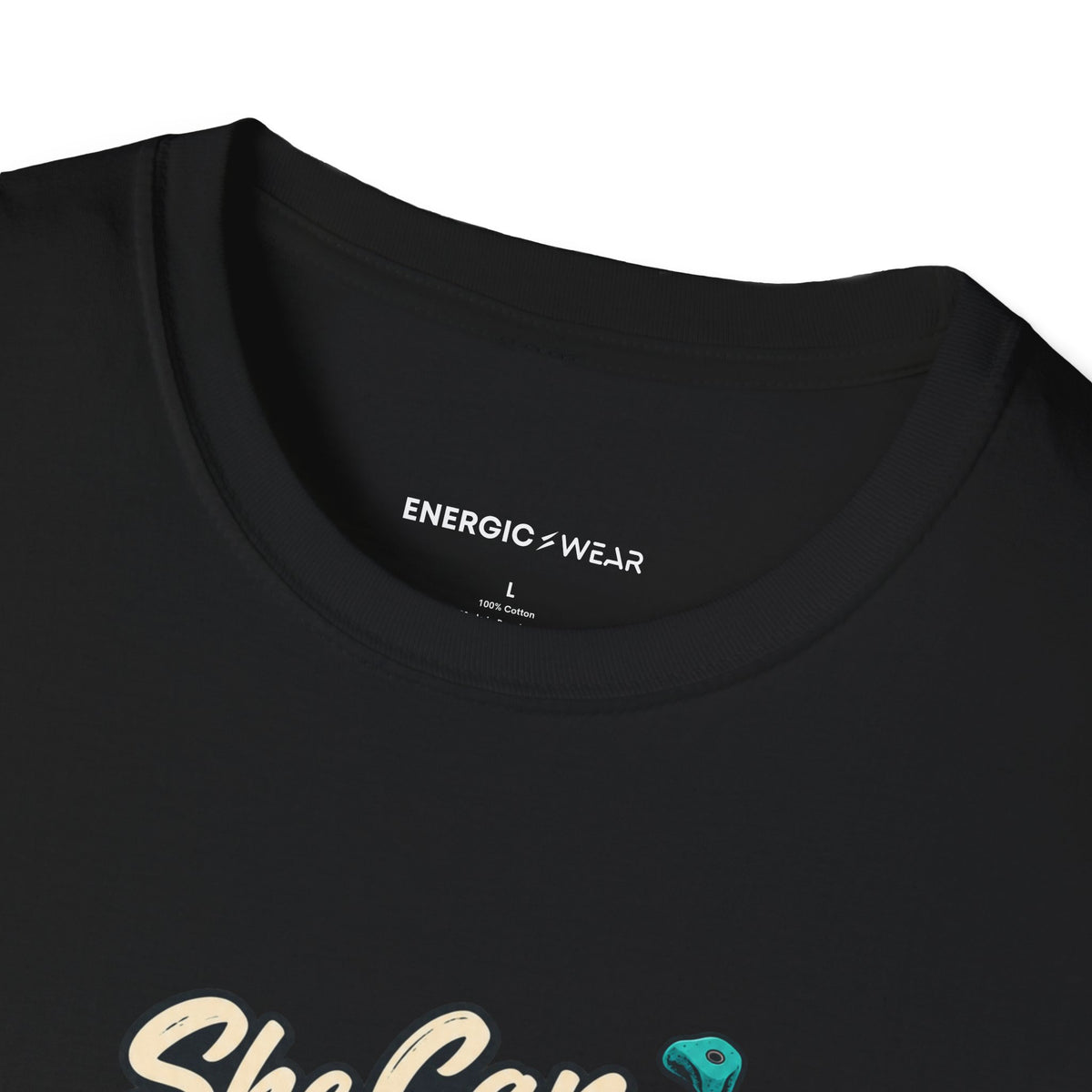 Graphic fitness T-shirt featuring the "She Can Out-Climb Her Old Doubts" design.