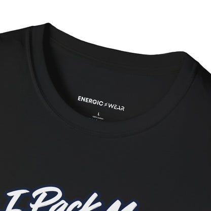 Graphic fitness T-shirt featuring the "I Pack My Courage for Race Day" design.