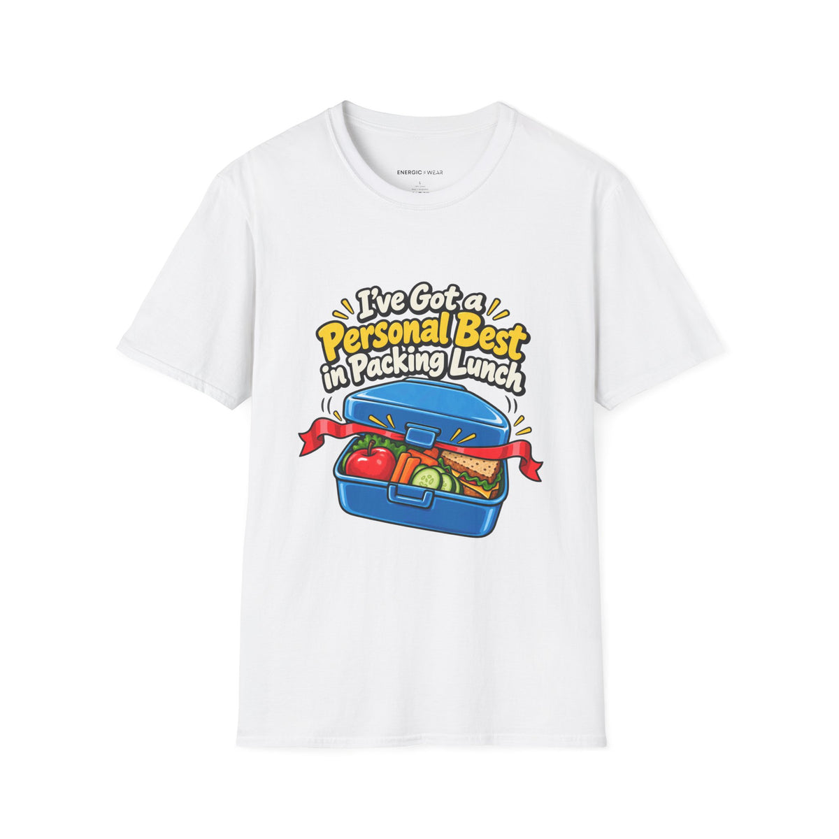 Graphic fitness T-shirt featuring the "I've Got a Personal Best in Packing Lunch" design.