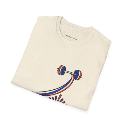 Graphic fitness T-shirt featuring the "Her Clean and Jerk Deserves a Crowd" design.