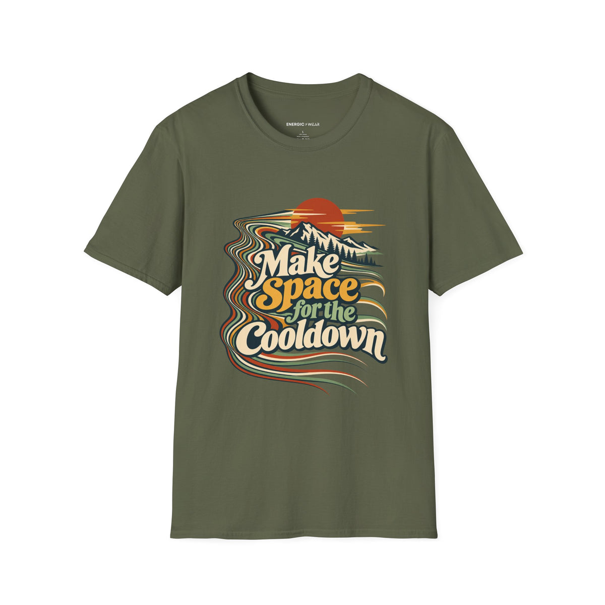 Graphic fitness T-shirt featuring the "Make Space for the Cooldown" design.