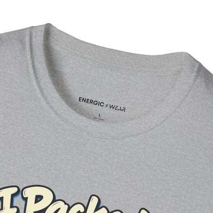 Graphic fitness T-shirt featuring the "I Packed Optimism Forgot Socks" design.