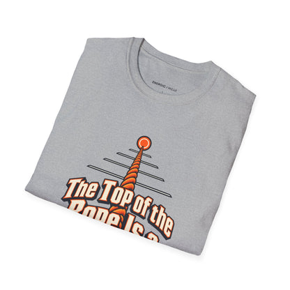 Graphic fitness T-shirt featuring the "The Top of the Rope Is a Perspective" design.