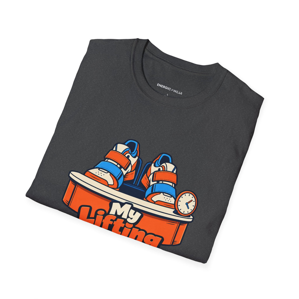 Graphic fitness T-shirt featuring the "My Lifting Shoes Have Office Hours" design.