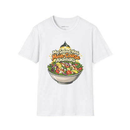 Graphic fitness T-shirt featuring the "My Salad Has Main-Course Ambitions" design.