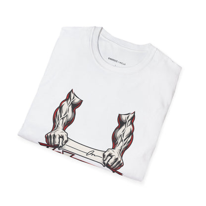 Graphic fitness T-shirt featuring the "My Forearms Keep Their End of the Bargain" design.