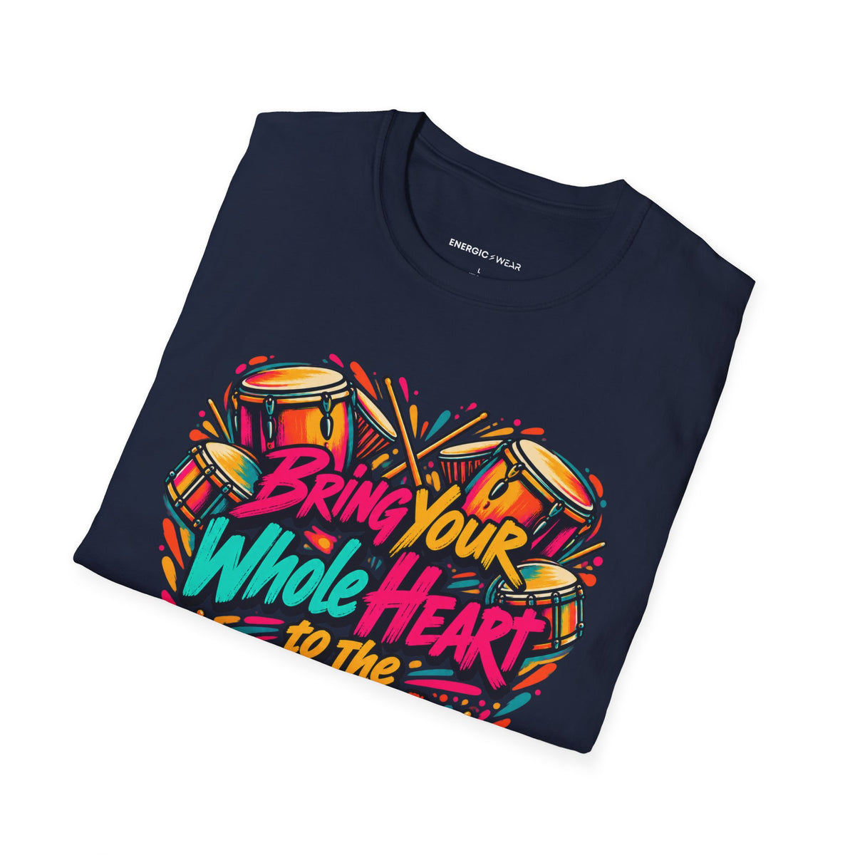 Graphic fitness T-shirt featuring the "Bring Your Whole Heart to the Beat" design.