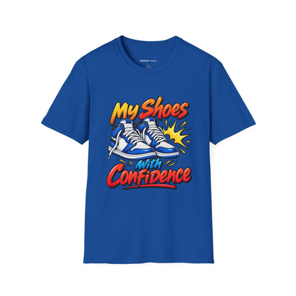 Graphic fitness T-shirt featuring the "My Shoes Squeak with Confidence" design.
