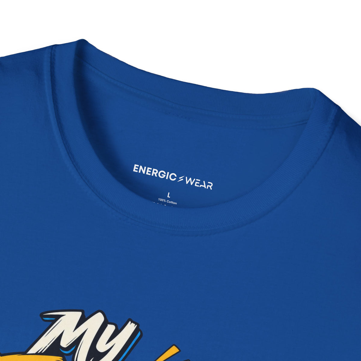 Graphic fitness T-shirt featuring the "My Energy Can Lift the Room" design.