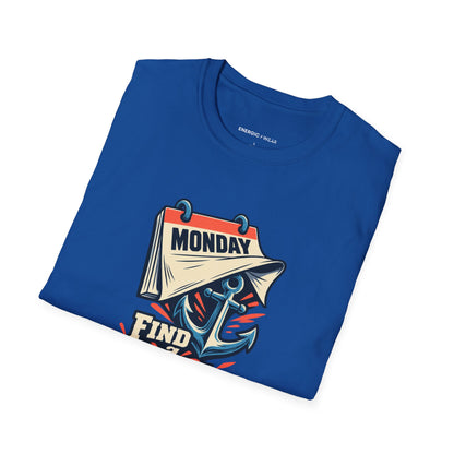 Graphic fitness T-shirt featuring the "Find a Reason That Survives Monday" design.