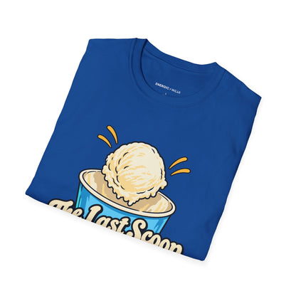 Graphic fitness T-shirt featuring the "The Last Scoop Deserves a Drumroll" design.
