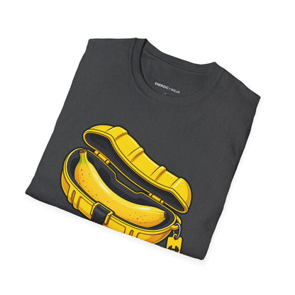 Graphic fitness T-shirt featuring the "My Pre-Workout Banana Has a Travel Case" design.