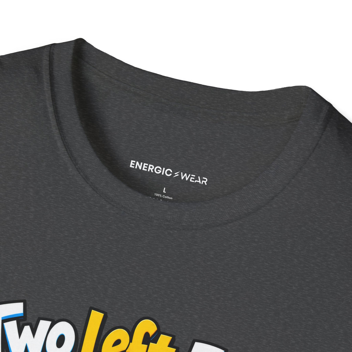 Graphic fitness T-shirt featuring the "Two Left Feet Met the Agility Ladder" design.