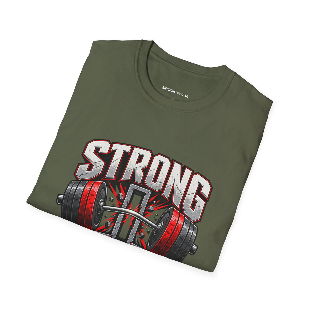 Graphic fitness T-shirt featuring the "Strong Through the Sticking Point" design.
