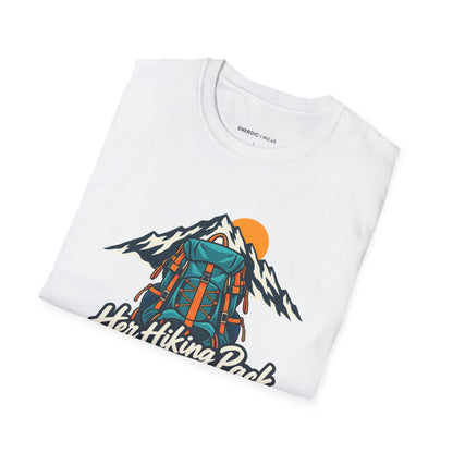 Graphic fitness T-shirt featuring the "Her Hiking Pack Has a Strong Foundation" design.