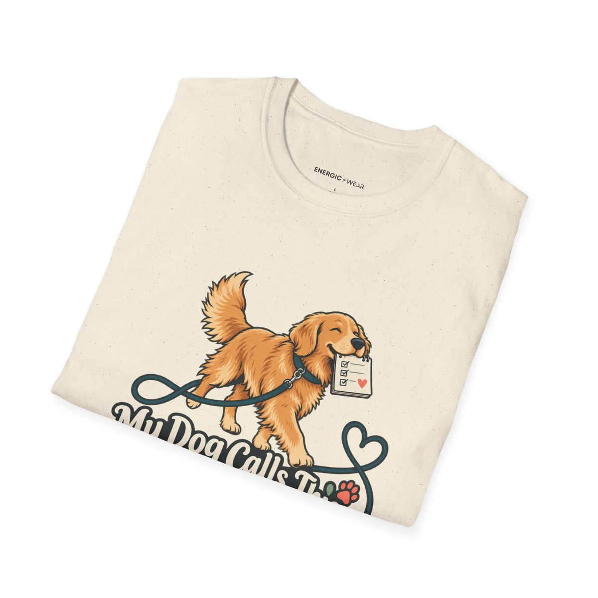 Graphic fitness T-shirt featuring the "My Dog Calls This the Daily Fitness Meeting" design.