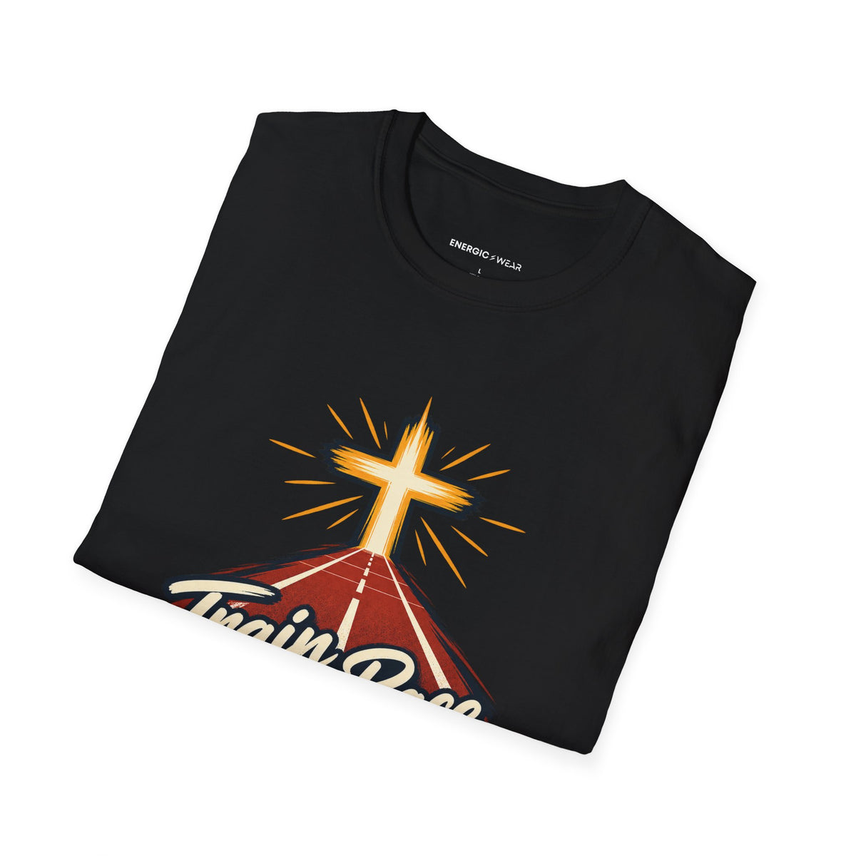 Graphic fitness T-shirt featuring the "Train for the Race Live for the Calling" design.