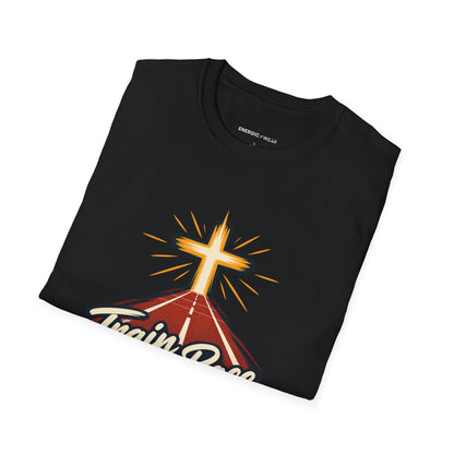 Graphic fitness T-shirt featuring the "Train for the Race Live for the Calling" design.