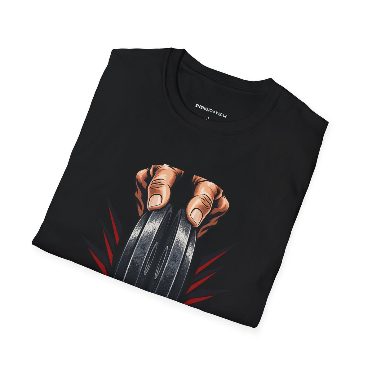 Graphic fitness T-shirt featuring the "Plate Pinch, Patient Hands" design.