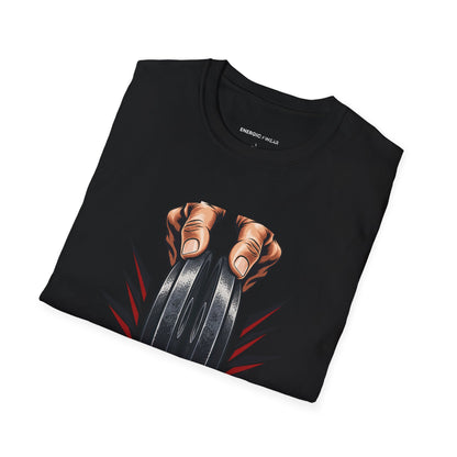 Graphic fitness T-shirt featuring the "Plate Pinch, Patient Hands" design.