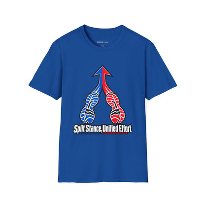 Graphic fitness T-shirt featuring the "Split Stance Unified Effort" design.